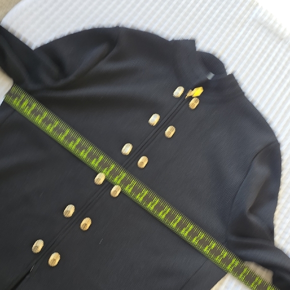 St. John Elegant Black Zip Military Cardigan Coat with Gold  Size 12 - Picture 11 of 16